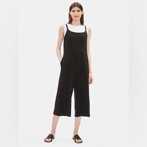 Eileen Fisher Black Tencel Jersey Cami Cropped Jumpsuit Medium